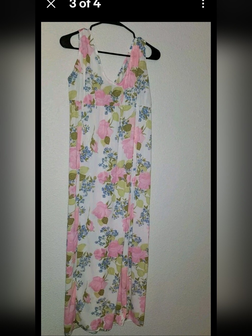 Vtg KAYSER Pink Floral Maxi Sleeveless Nap Dress Garden Dress  Breezy Sz 38 - Picture 2 of 4